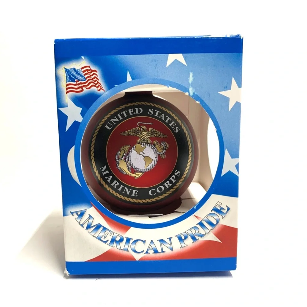 USMC Marine Corps Red Glass Christmas Ornament Semper Fi 3.25”